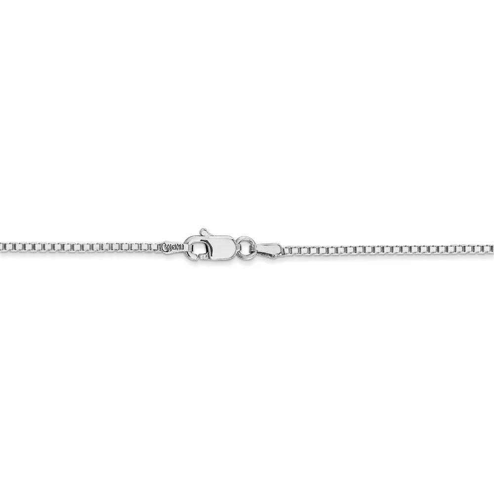 1.25mm, 14k White Gold, Box Chain Necklace