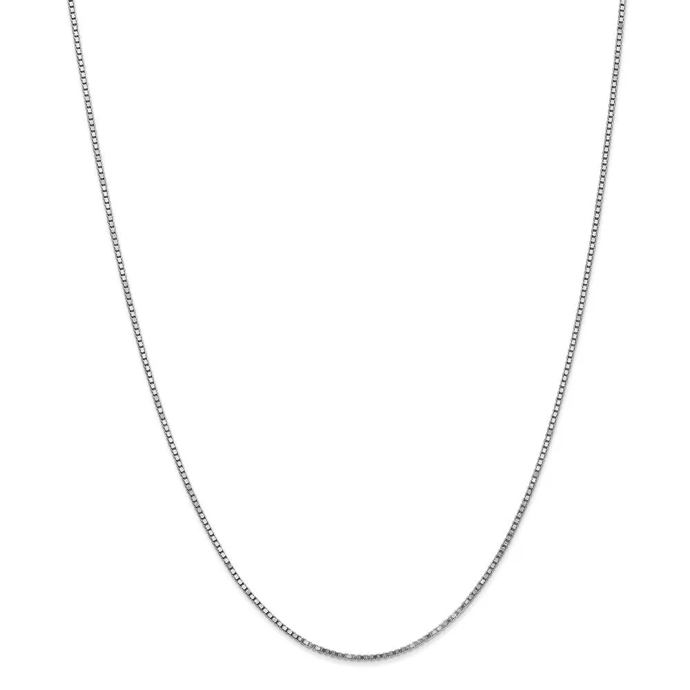 1.25mm, 14k White Gold, Box Chain Necklace
