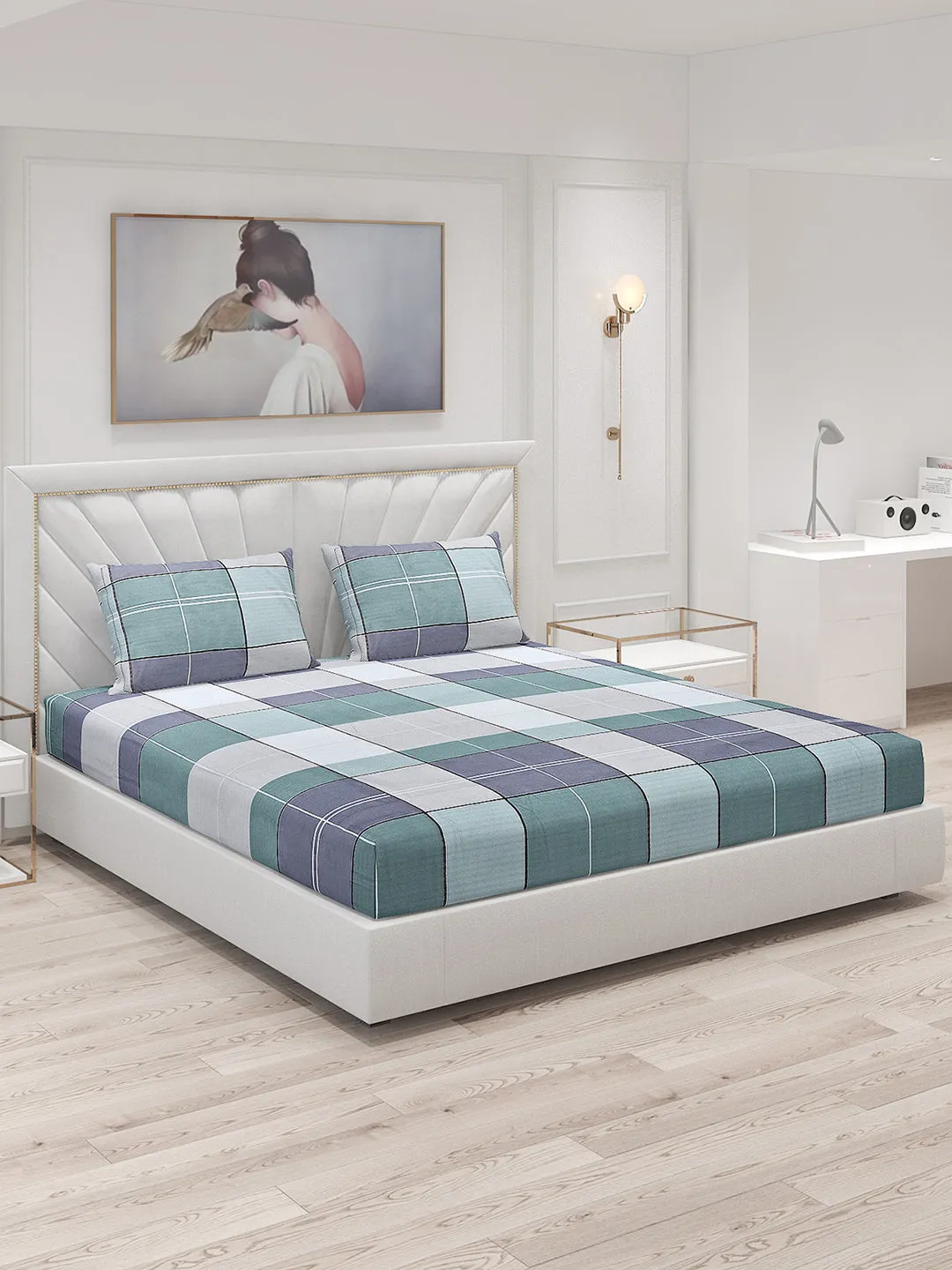 130 GSM Polyester Double Bed Bedsheet with 2 Pillow Covers