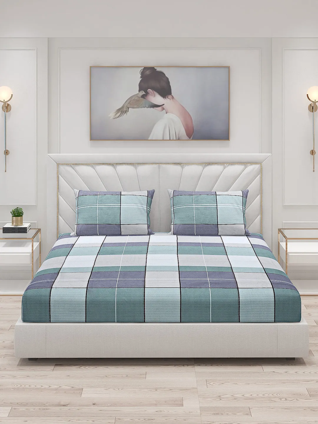 130 GSM Polyester Double Bed Bedsheet with 2 Pillow Covers