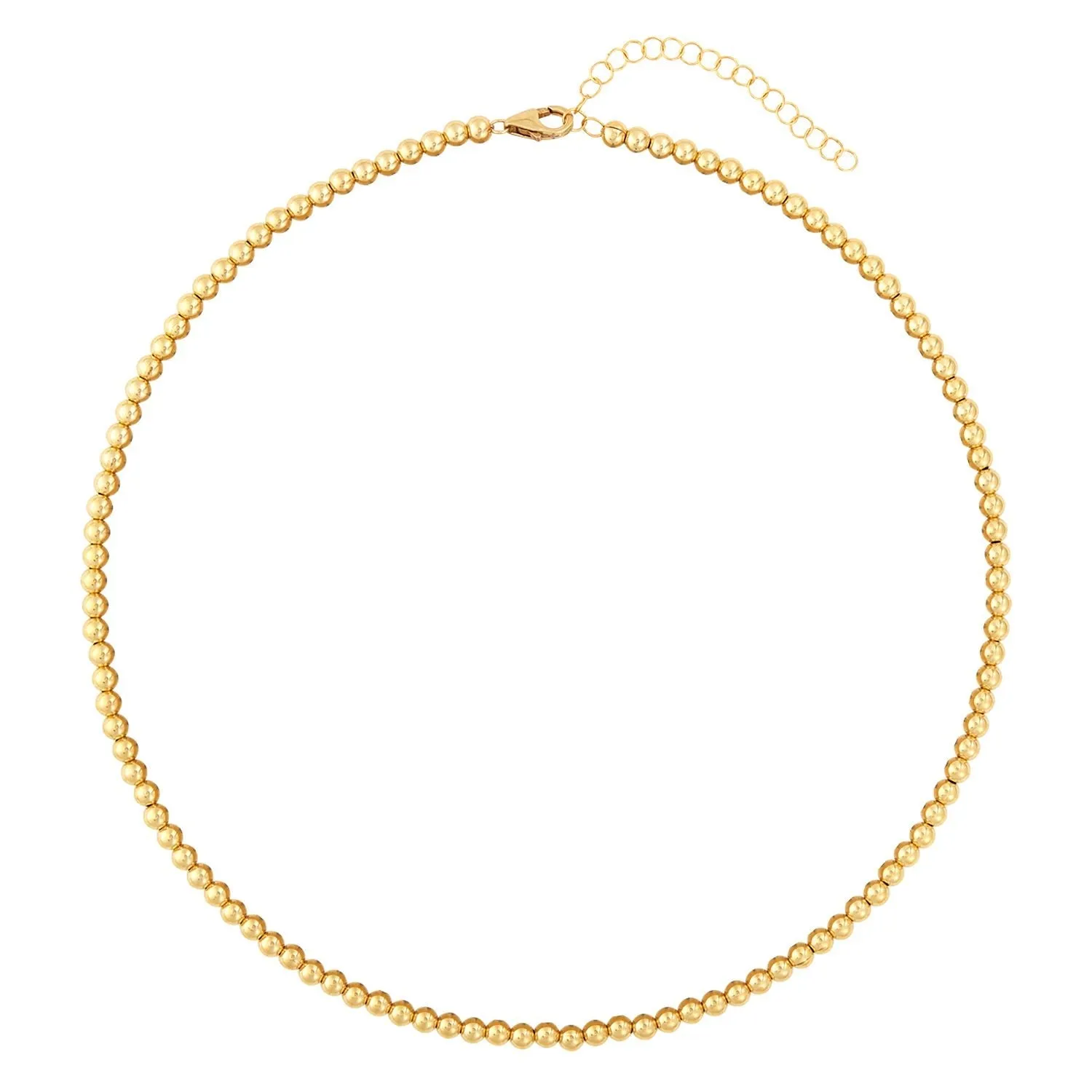 14K Gold Filled 3mm 16" 2" Beaded Necklace