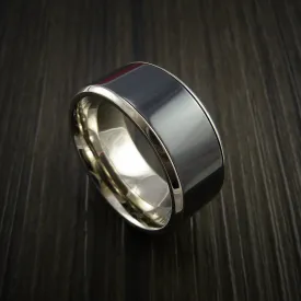 14K White Gold and Black Titanium Wedding Men's Band