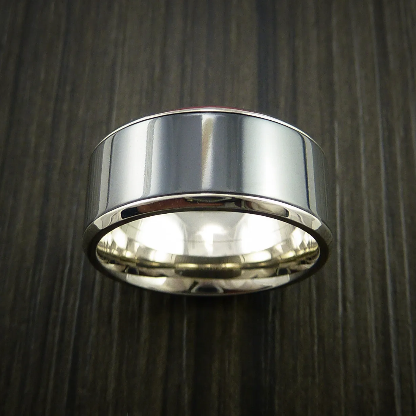 14K White Gold and Black Titanium Wedding Men's Band