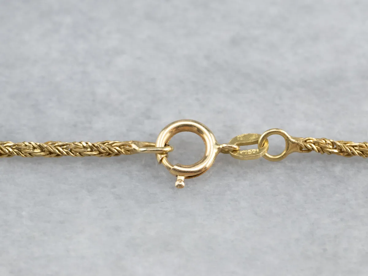 18K Gold Twisted Wheat Chain Necklace