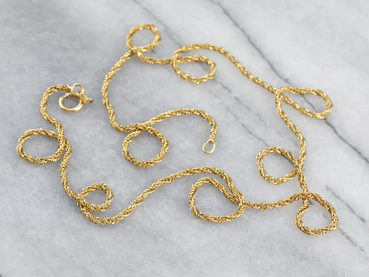 18K Gold Twisted Wheat Chain Necklace