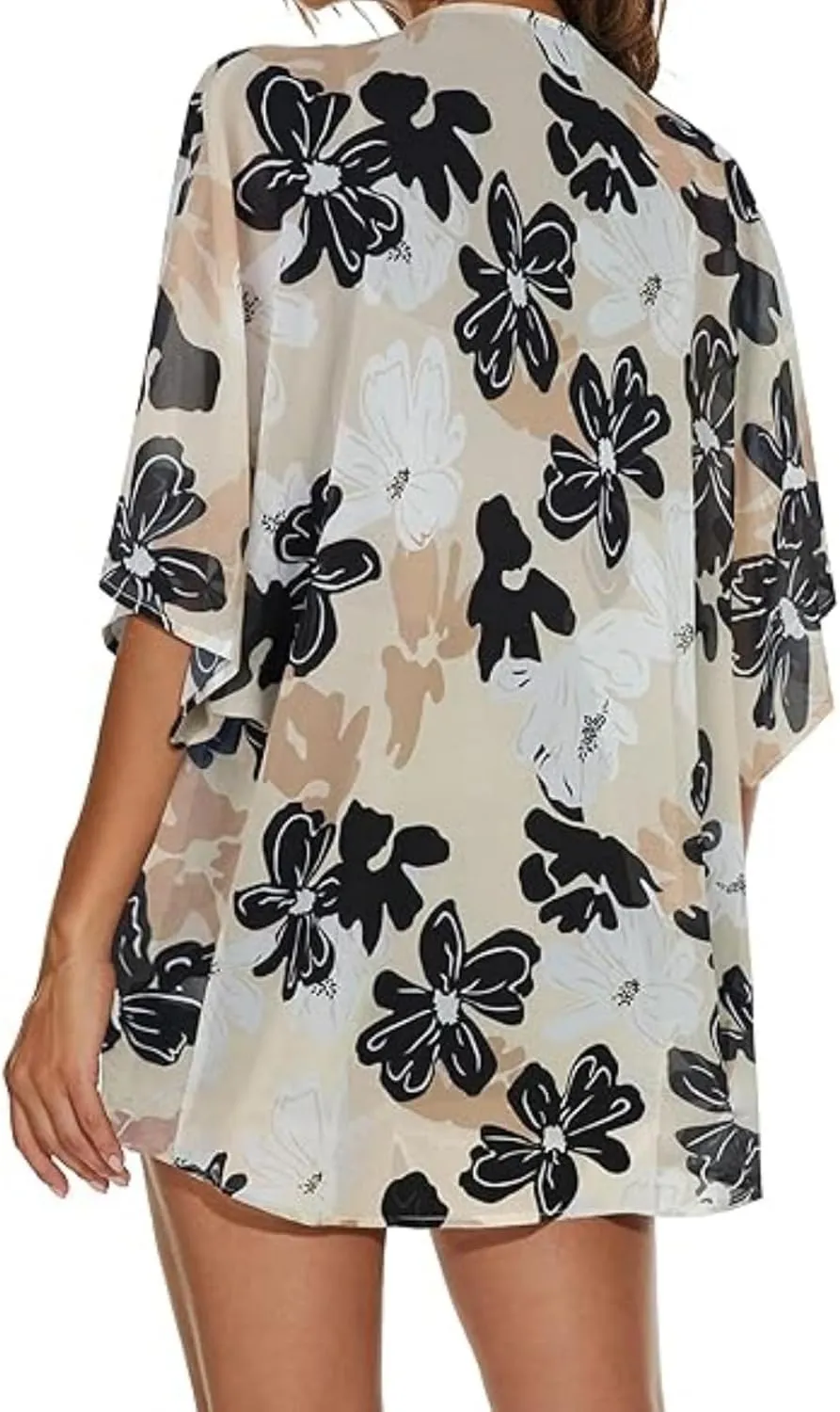 2025 Floral Printed Cardigans Women's Puff Sleeve Kimono Casual Loose Cover Up Boho Blouse Tops Summer Boho Clothes