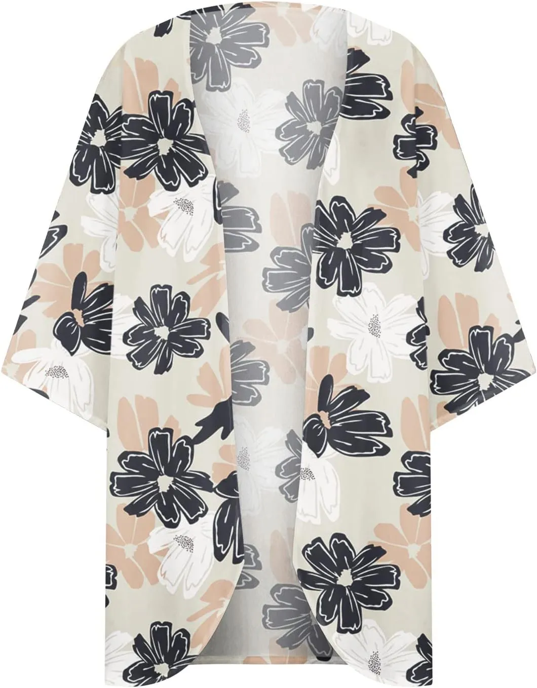 2025 Floral Printed Cardigans Women's Puff Sleeve Kimono Casual Loose Cover Up Boho Blouse Tops Summer Boho Clothes