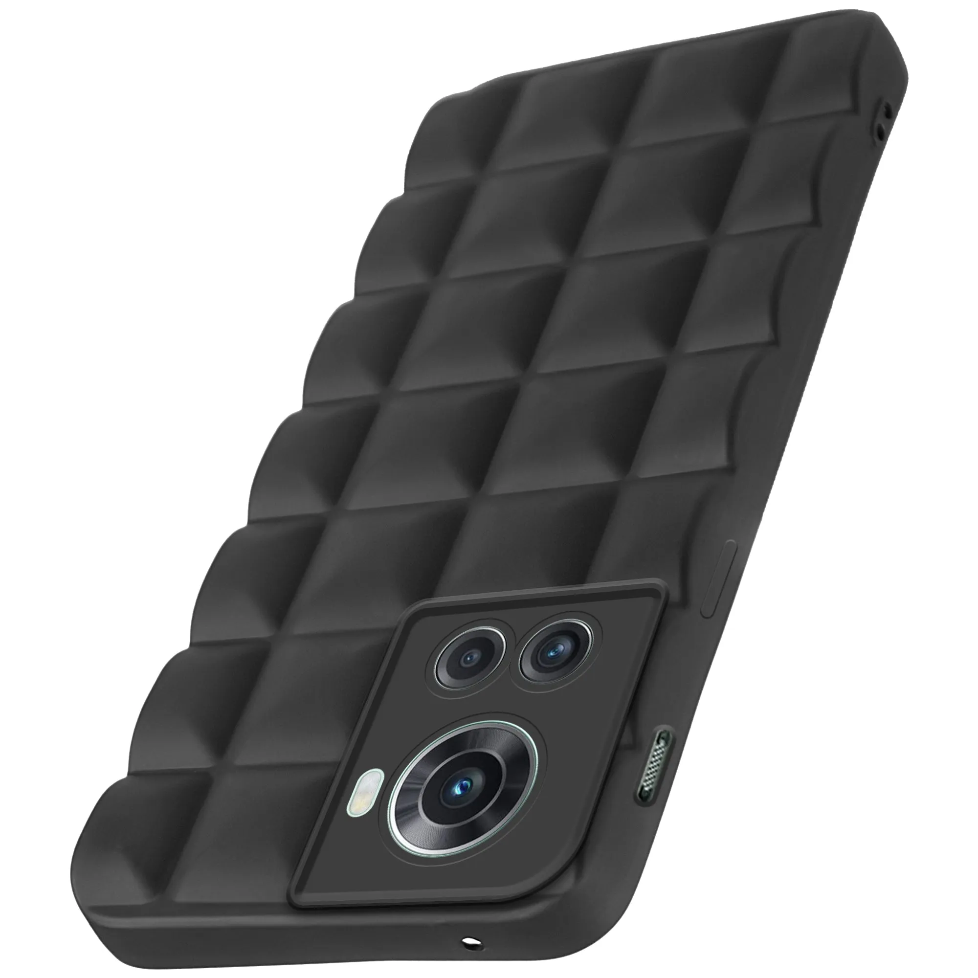 3D Grid Matte Silicone Phone Case Cover for - Oneplus 10R - Black