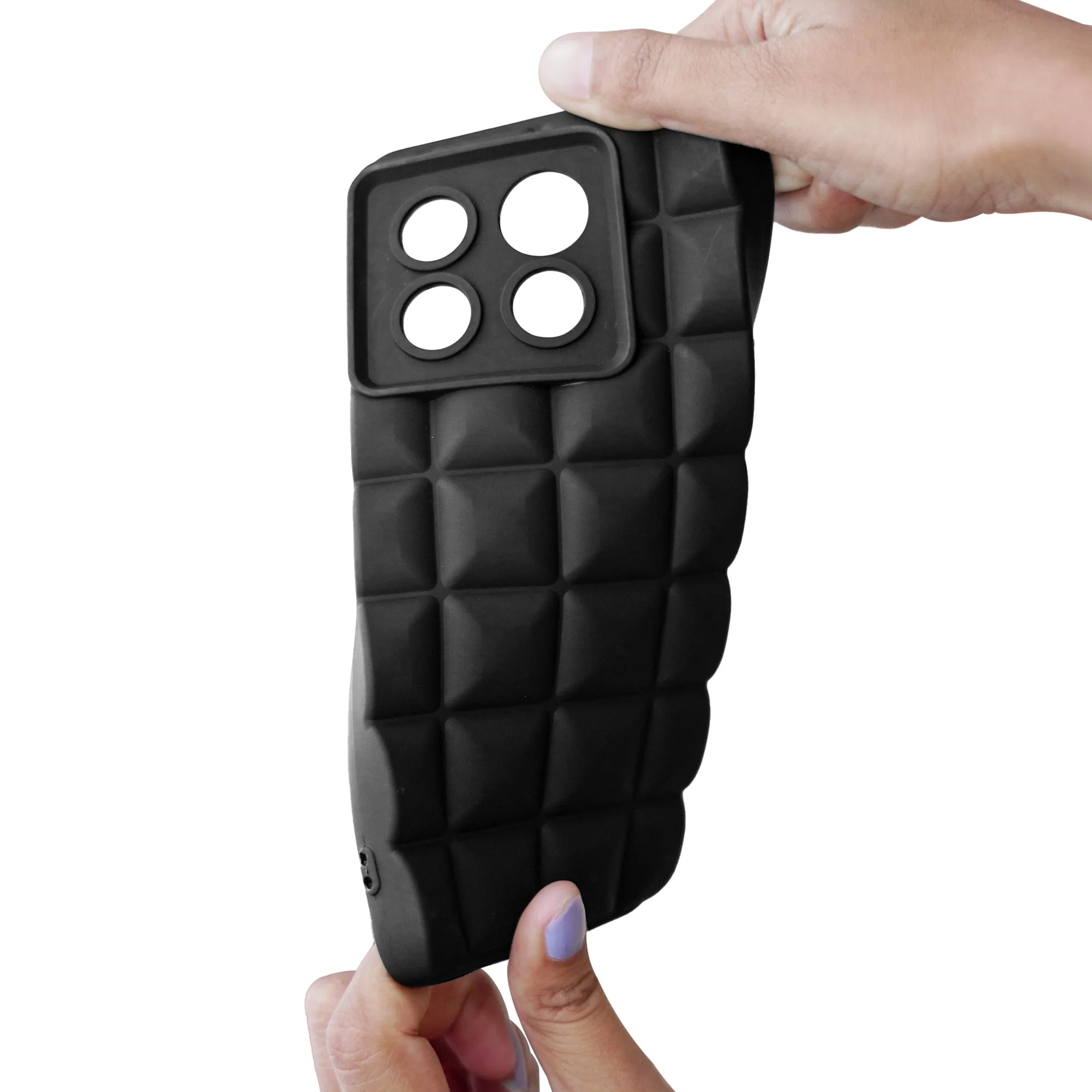 3D Grid Matte Silicone Phone Case Cover for - Oneplus 10R - Black