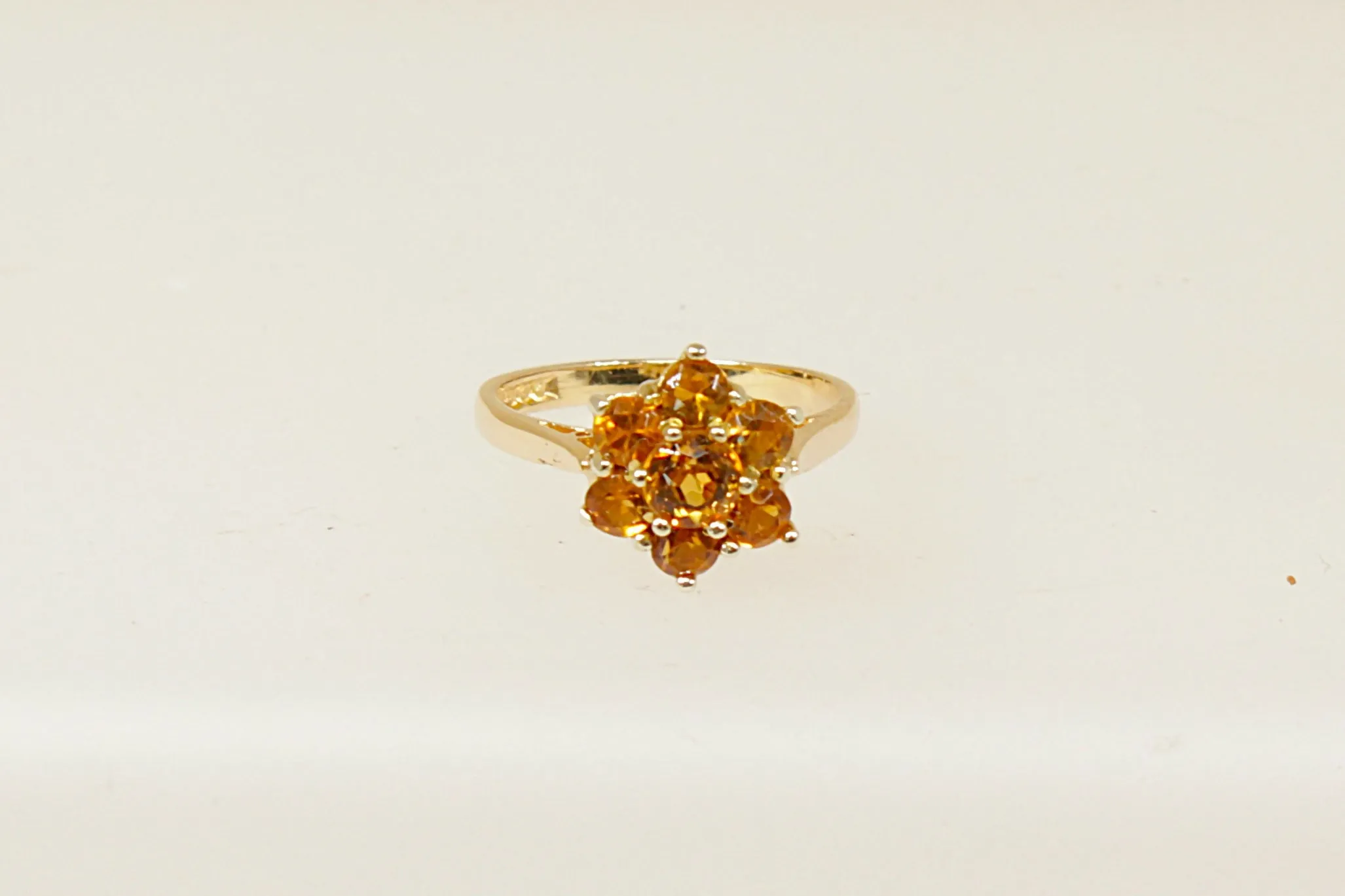 9ct Gold Honey Citrine Cluster Flower Ring