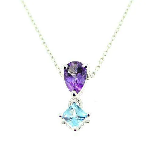 9ct White Gold And Gemstone Pendant-MG24