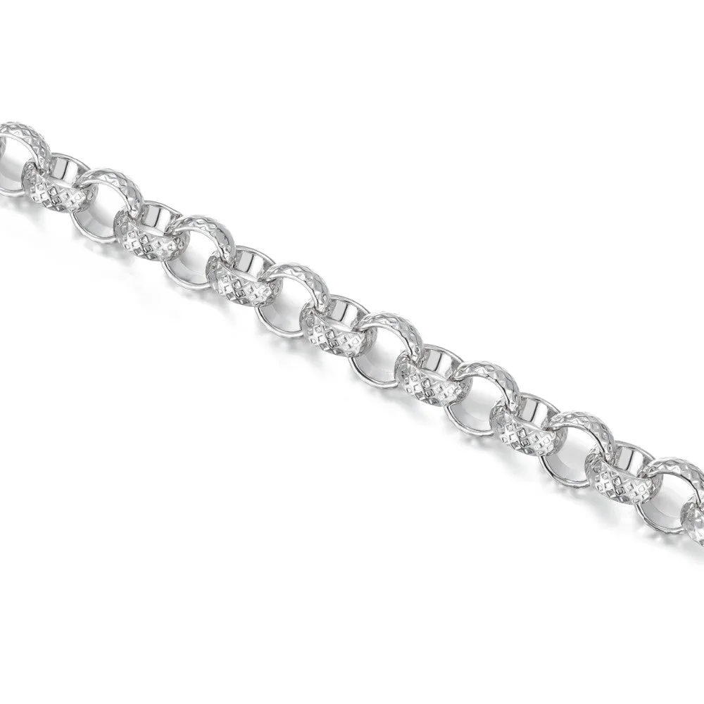 9mm Silver Filled Bonded Patterned Belcher Bracelet 8 Inch