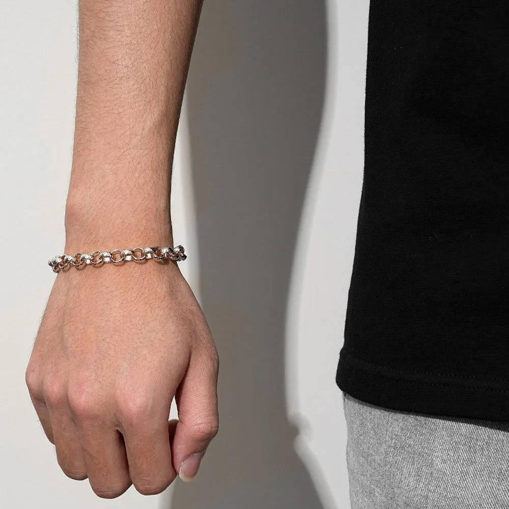 9mm Silver Filled Bonded Patterned Belcher Bracelet 8 Inch