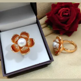 Aamrapali Austrian Stone & Pearl Adjustable Ring (1 Piece Only)