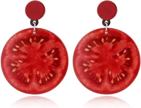 Acrylic Tomato Vegetable Ear Stud Red Cherry Fruit Stud Earring for Women Men Jewelry Gifts