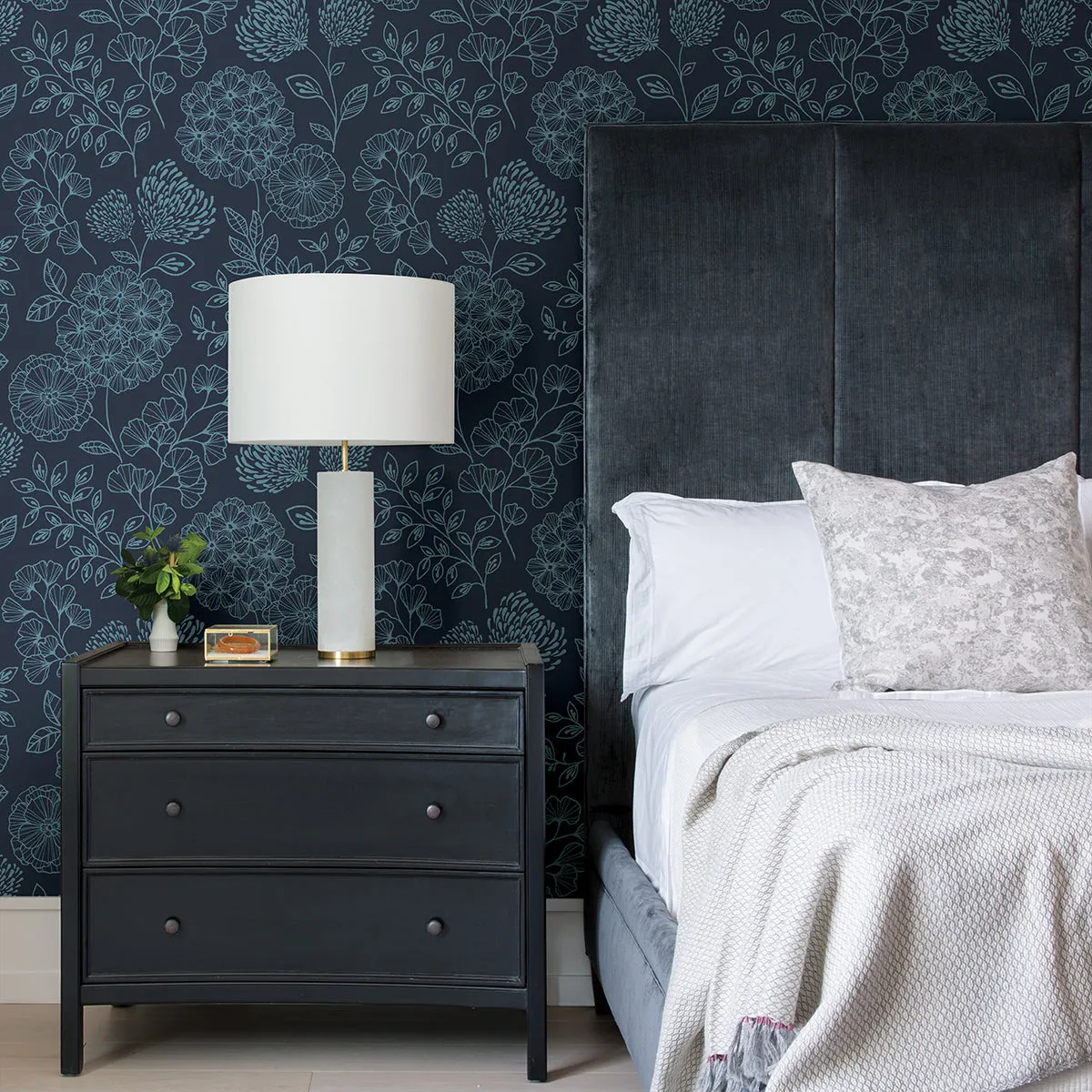 Ada Indigo Floral Wallpaper from the Scott Living II Collection