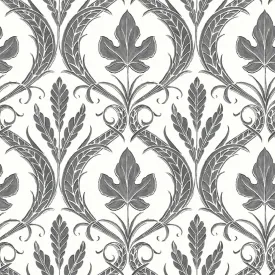 Adirondack Damask Wallpaper in Black/White from Damask Resource Library