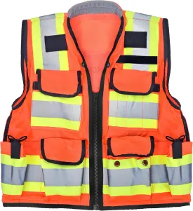 AdirPro Surveyor Safety Vest with Pockets - High visibility Reflective Construction Vest