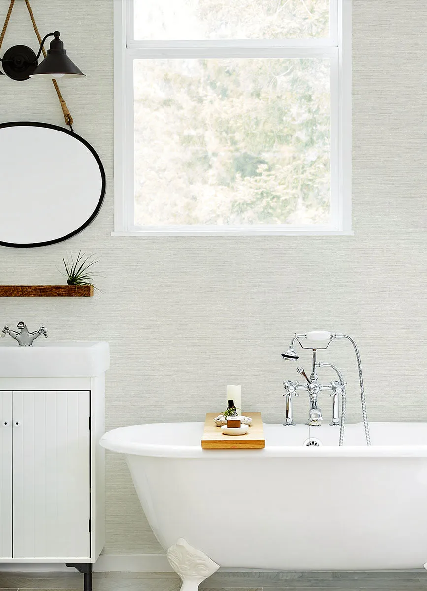 Agave Light Grey Faux Grasscloth Wallpaper from the Thoreau Collection