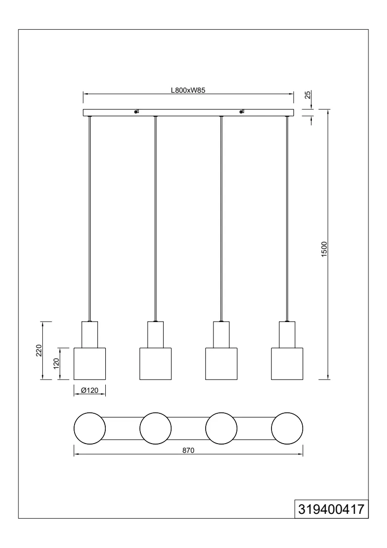 Agudo 4/6Lt Linear Pendant