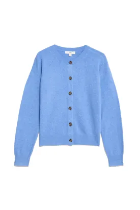 Air-Yarn Ribbed Crew Neck Cardigan