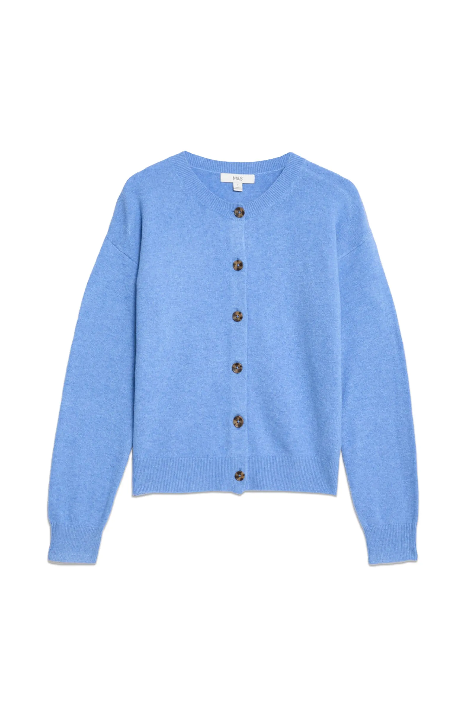 Air-Yarn Ribbed Crew Neck Cardigan