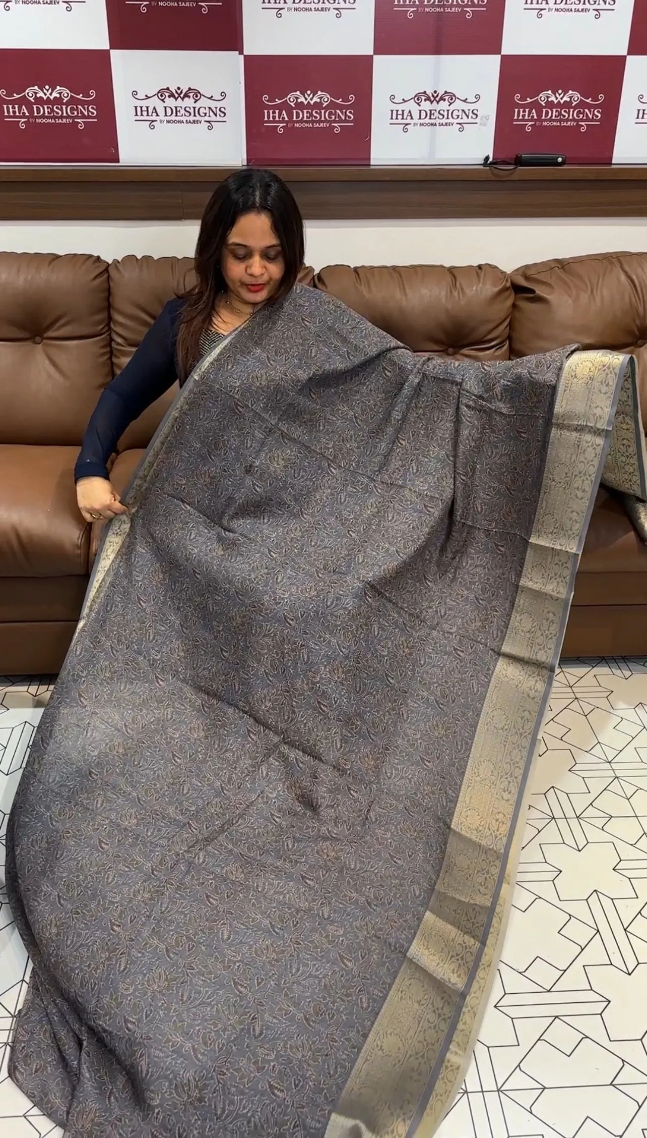 AJRAKH PRINTED SAREE - IHA 14379