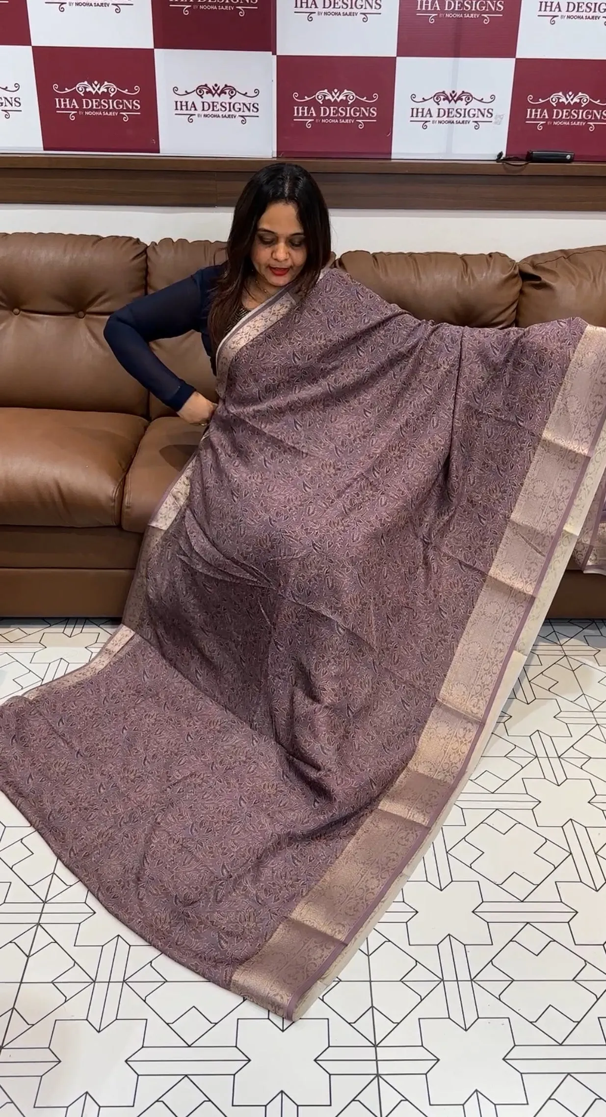 AJRAKH PRINTED SAREE - IHA 14379