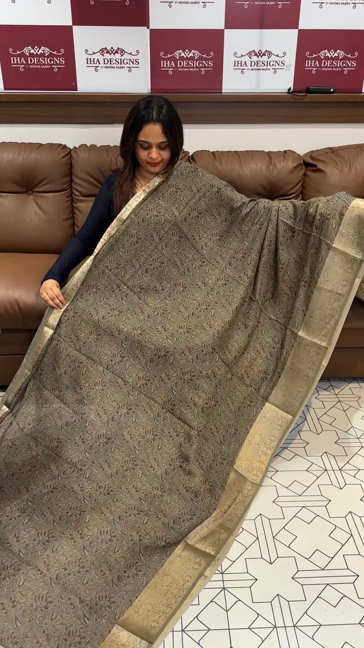 AJRAKH PRINTED SAREE - IHA 14379