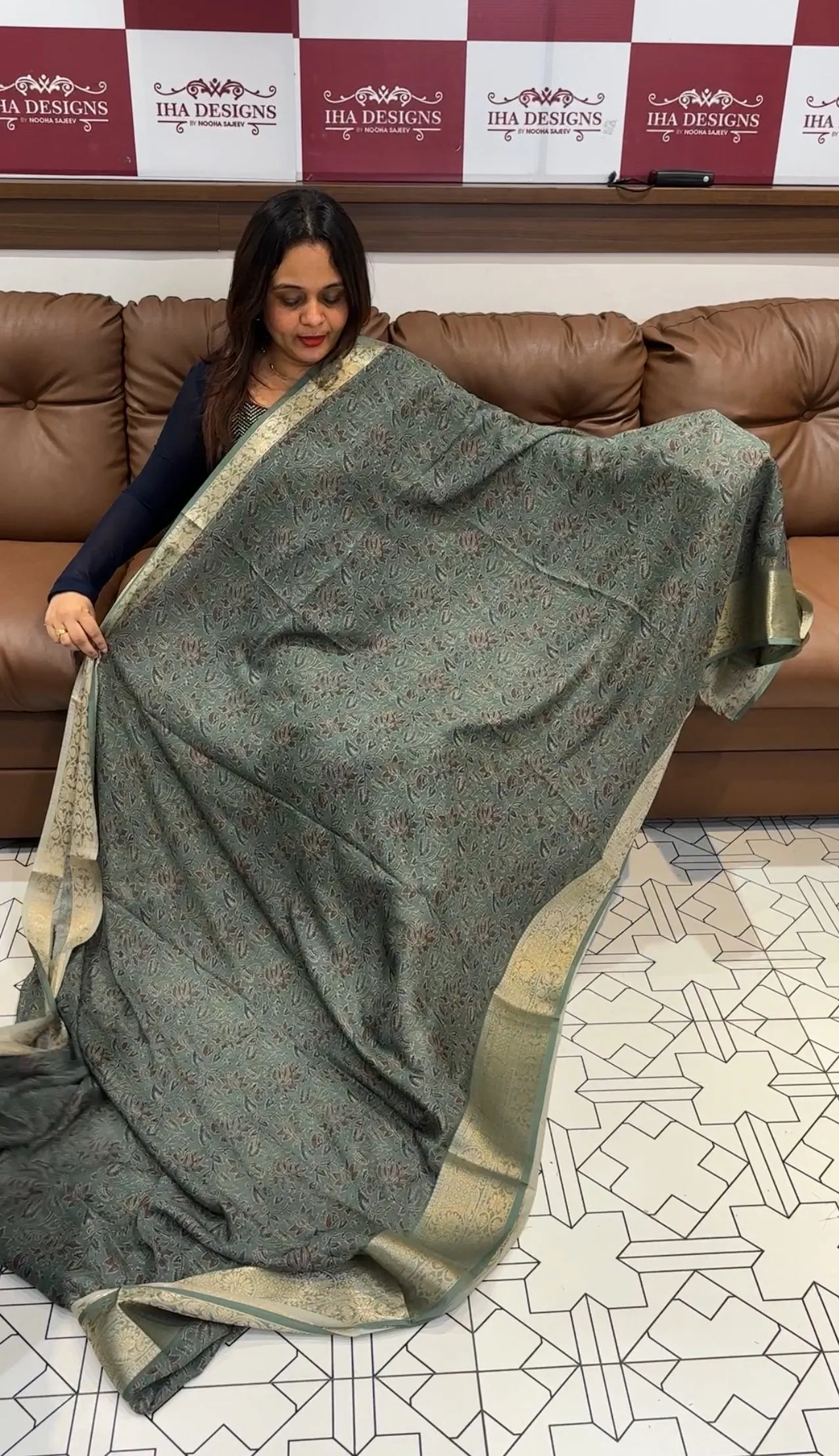AJRAKH PRINTED SAREE - IHA 14379