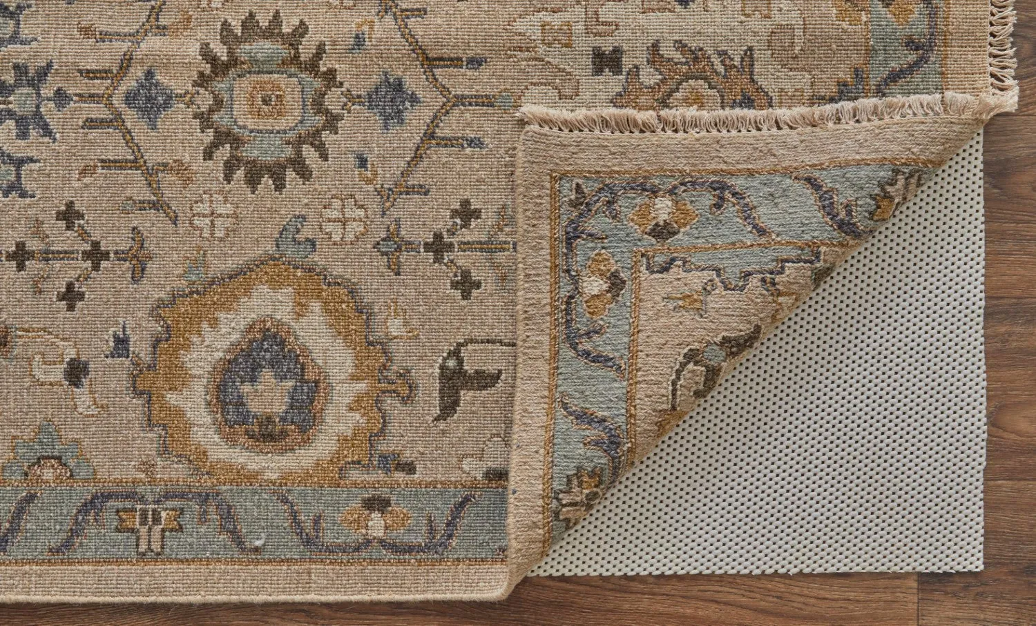 Aleska Oriental Tan/Blue/Gold Rug