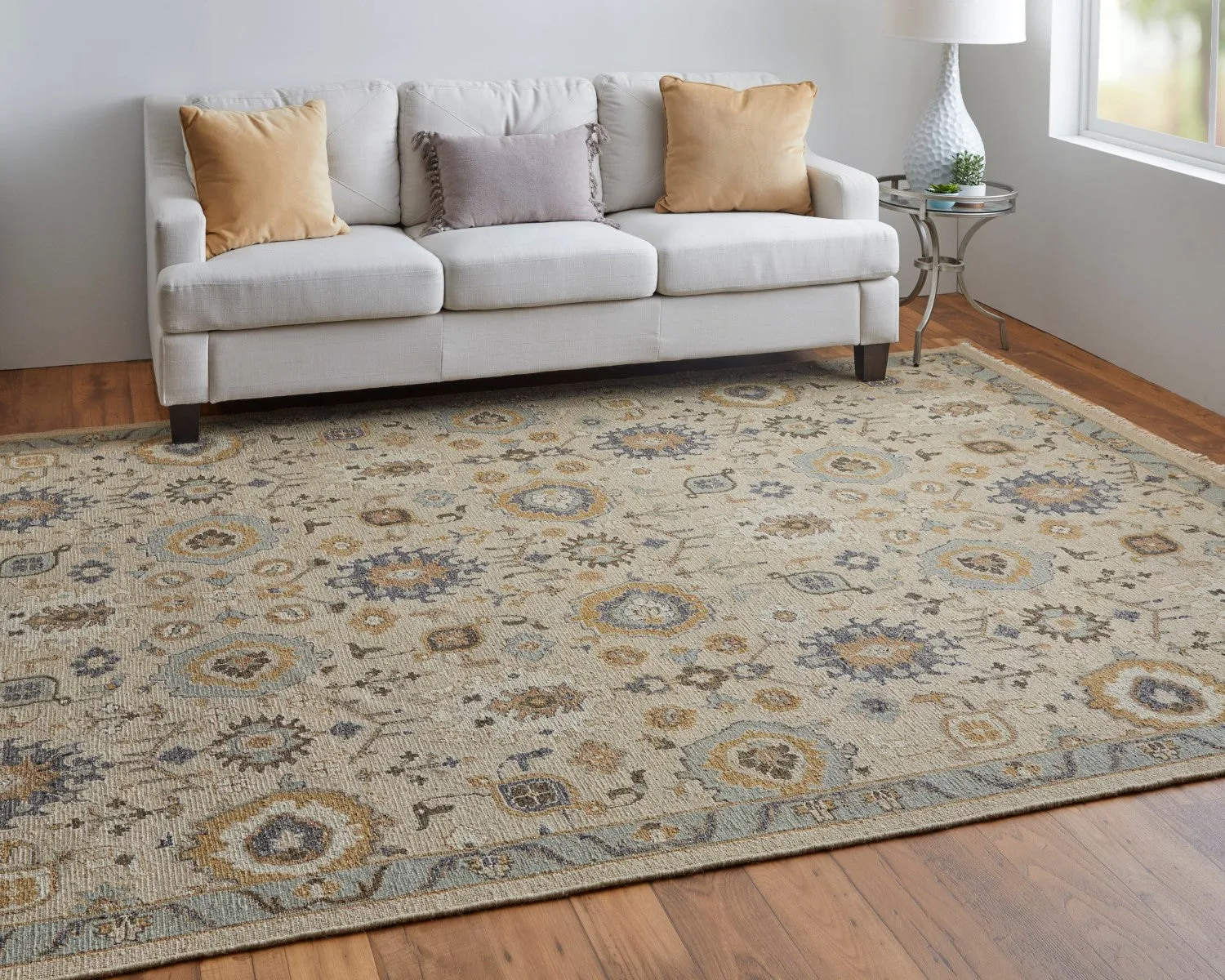 Aleska Oriental Tan/Blue/Gold Rug