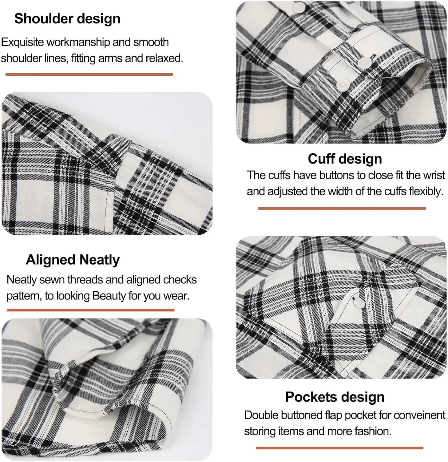 Angbater Mens Flannel Plaid Shirts Fashion Long Sleeve Button Down Shirt with Pockets