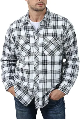Angbater Mens Flannel Plaid Shirts Fashion Long Sleeve Button Down Shirt with Pockets