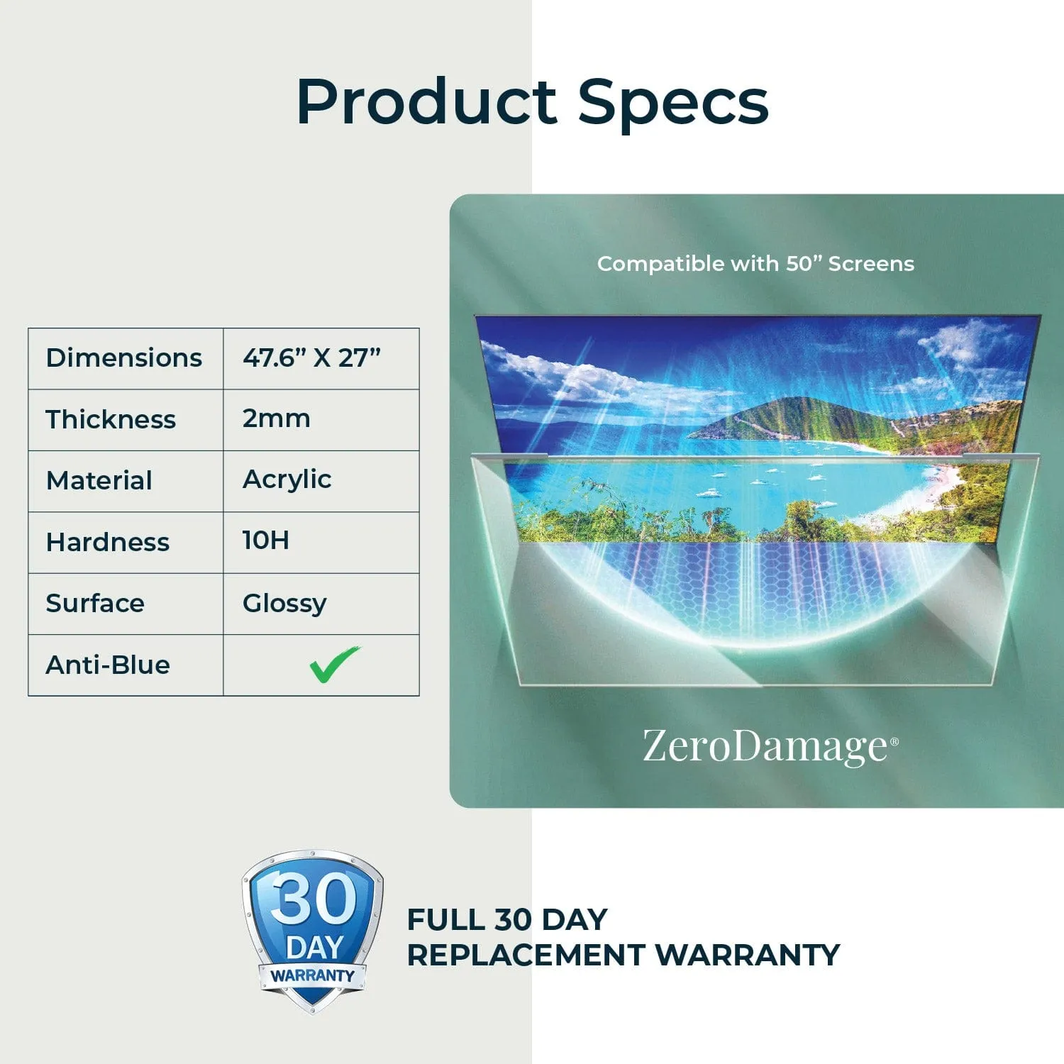 Anti-Blue Light TV Screen Protector - Most 50" TVs