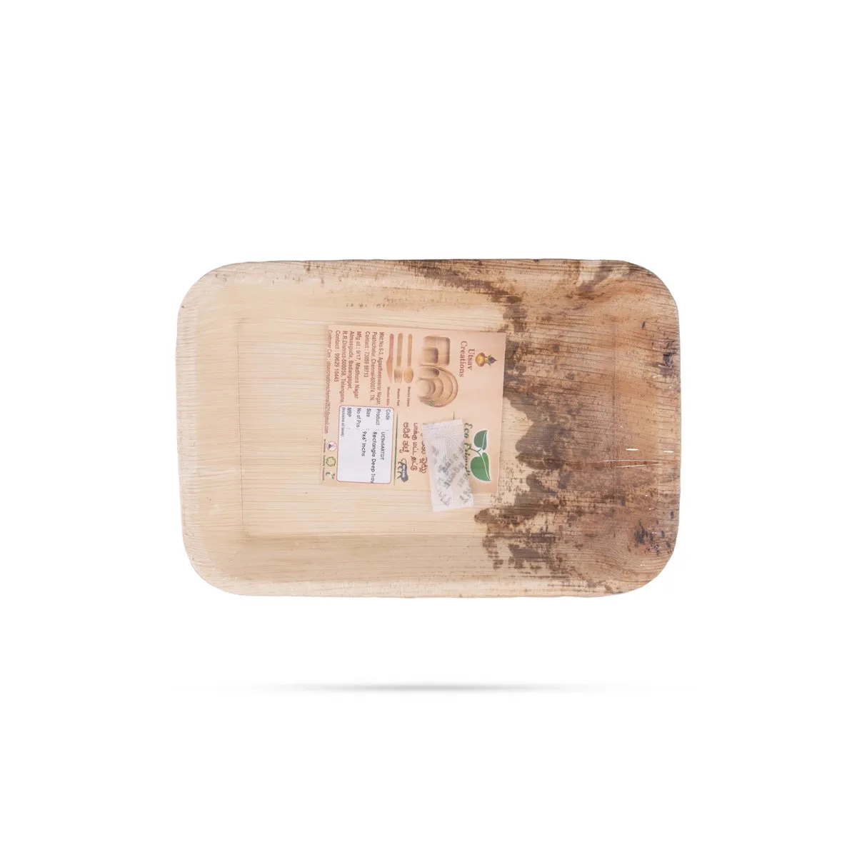 Areca Leaf Plate Set - 9 x 6 Inches | 10 Pcs/ Rectangle Shape Areca Palm Plates/ Disposable Plate/ 435 Gms