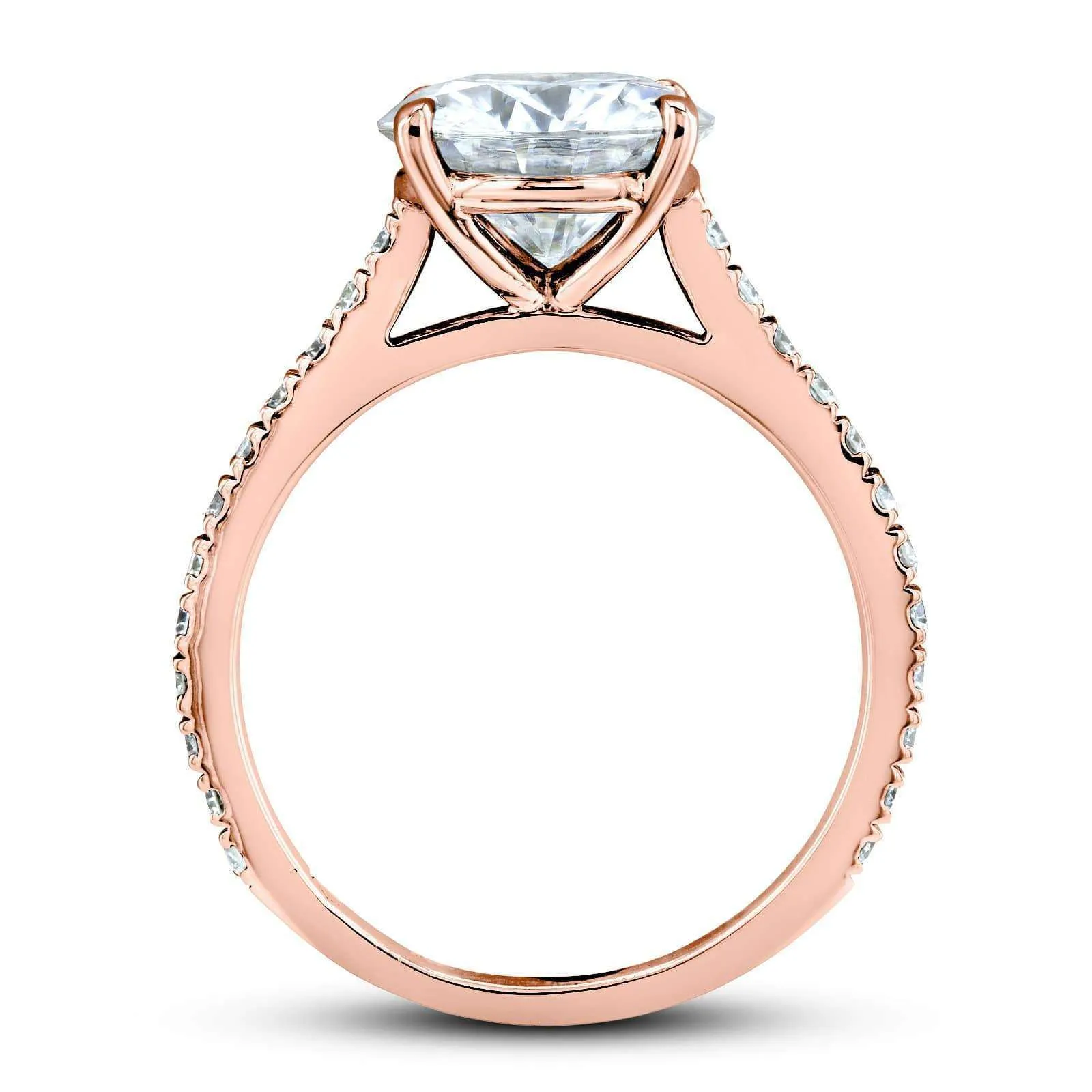 Basket Cathedral 9mm Moissanite and Diamond Ring 14k Rose Gold