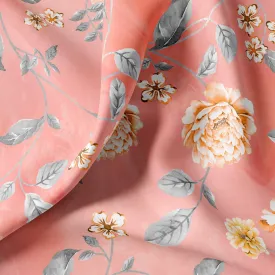 Beautiful Red Base Floral Vine Digital Printed Fabric
