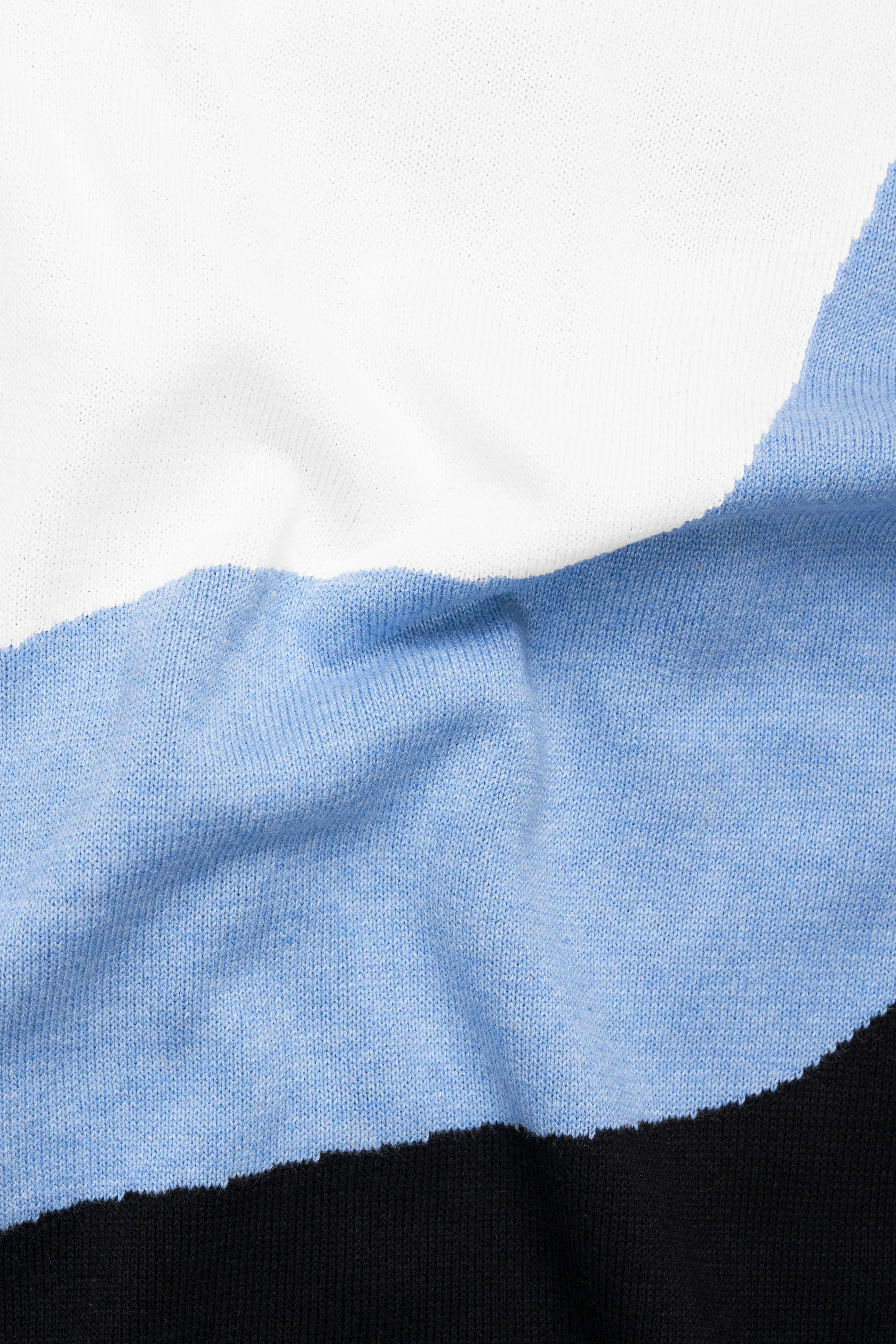 Beaver Brown with White and Glacier Blue Premium Cotton Flat Knit Polo