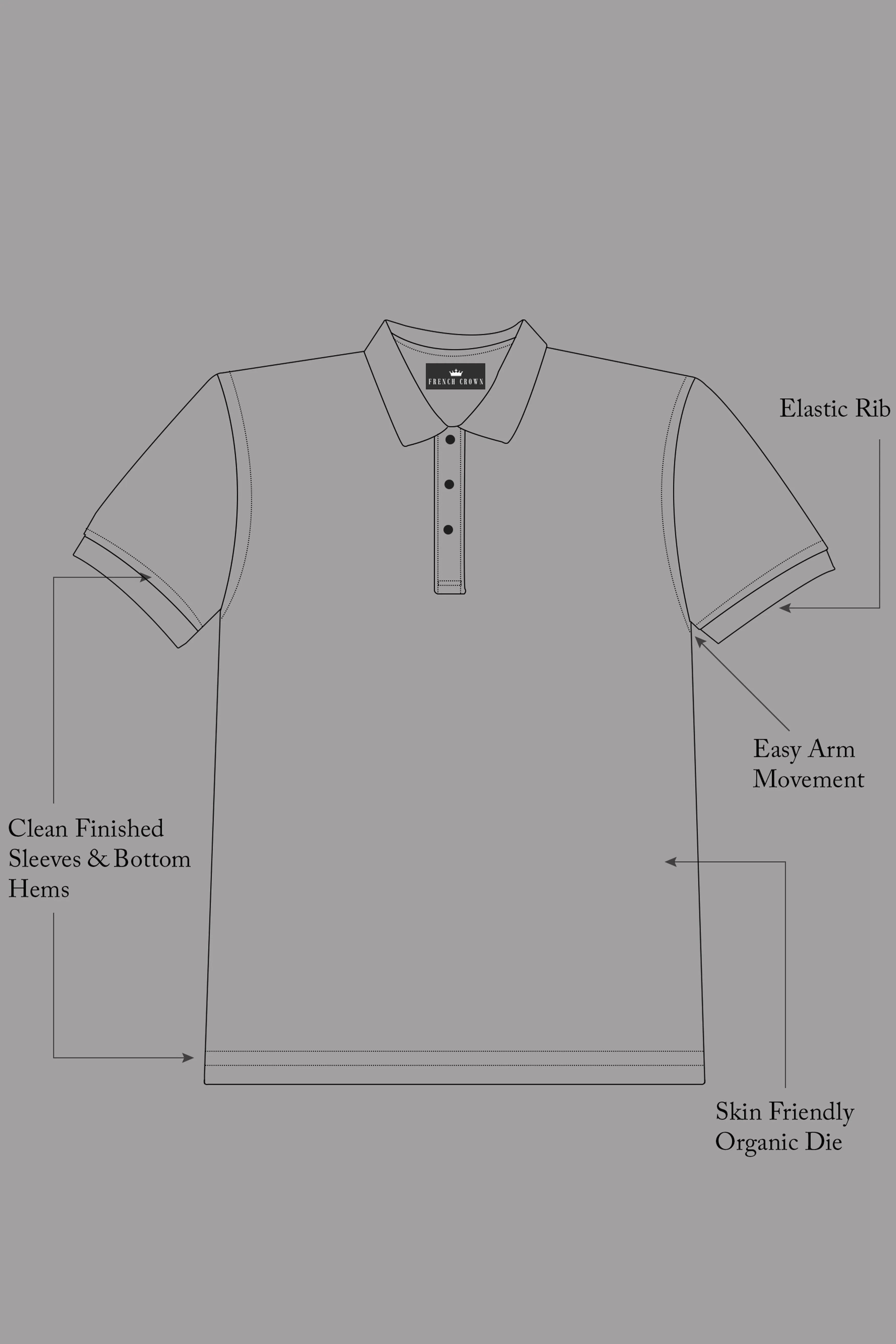 Beaver Brown with White and Glacier Blue Premium Cotton Flat Knit Polo