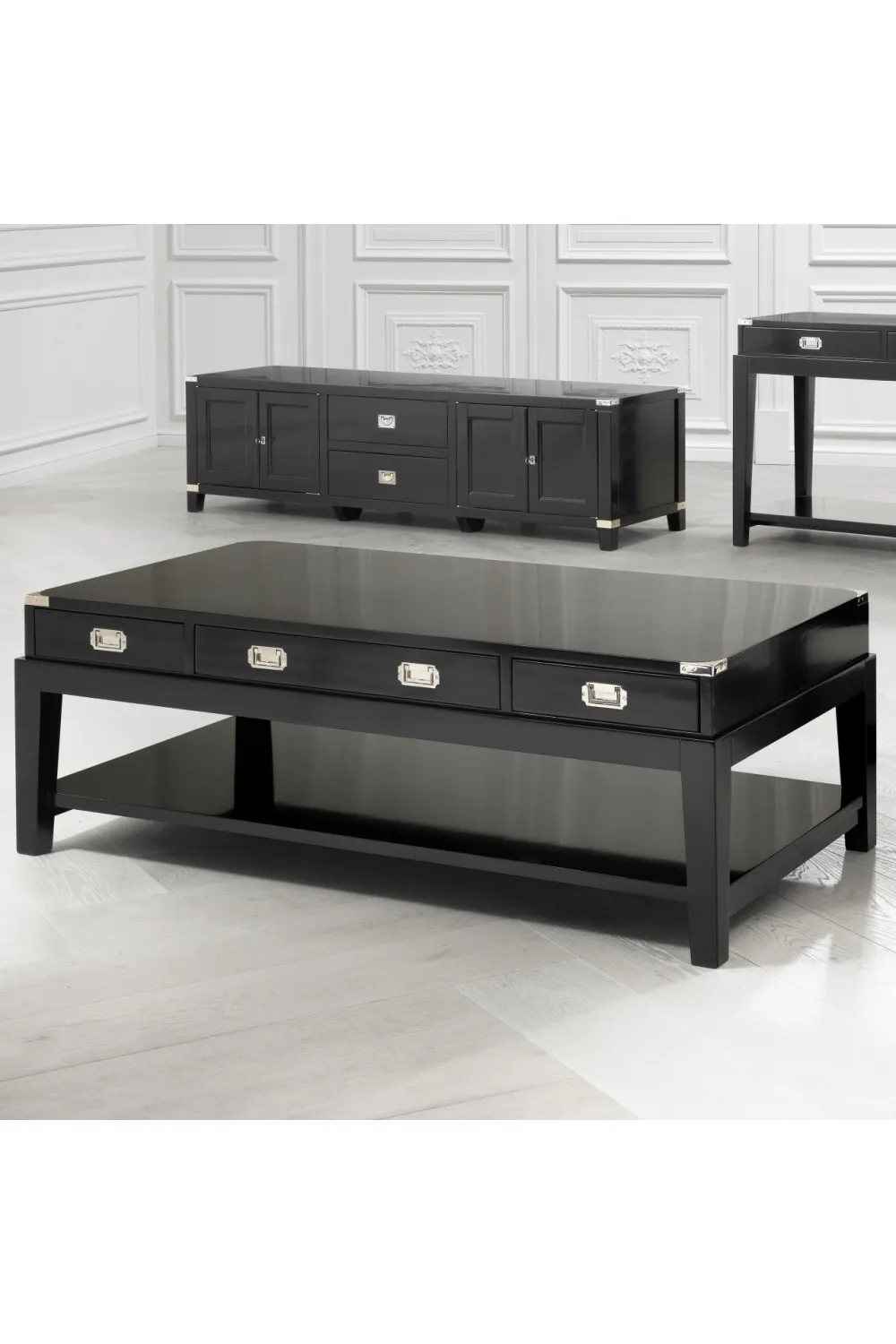 Black 3 Drawer Coffee Table | Eichholtz Military