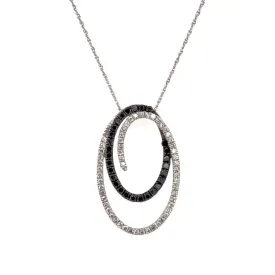 Black and White Diamond Double Oval Design Pendant