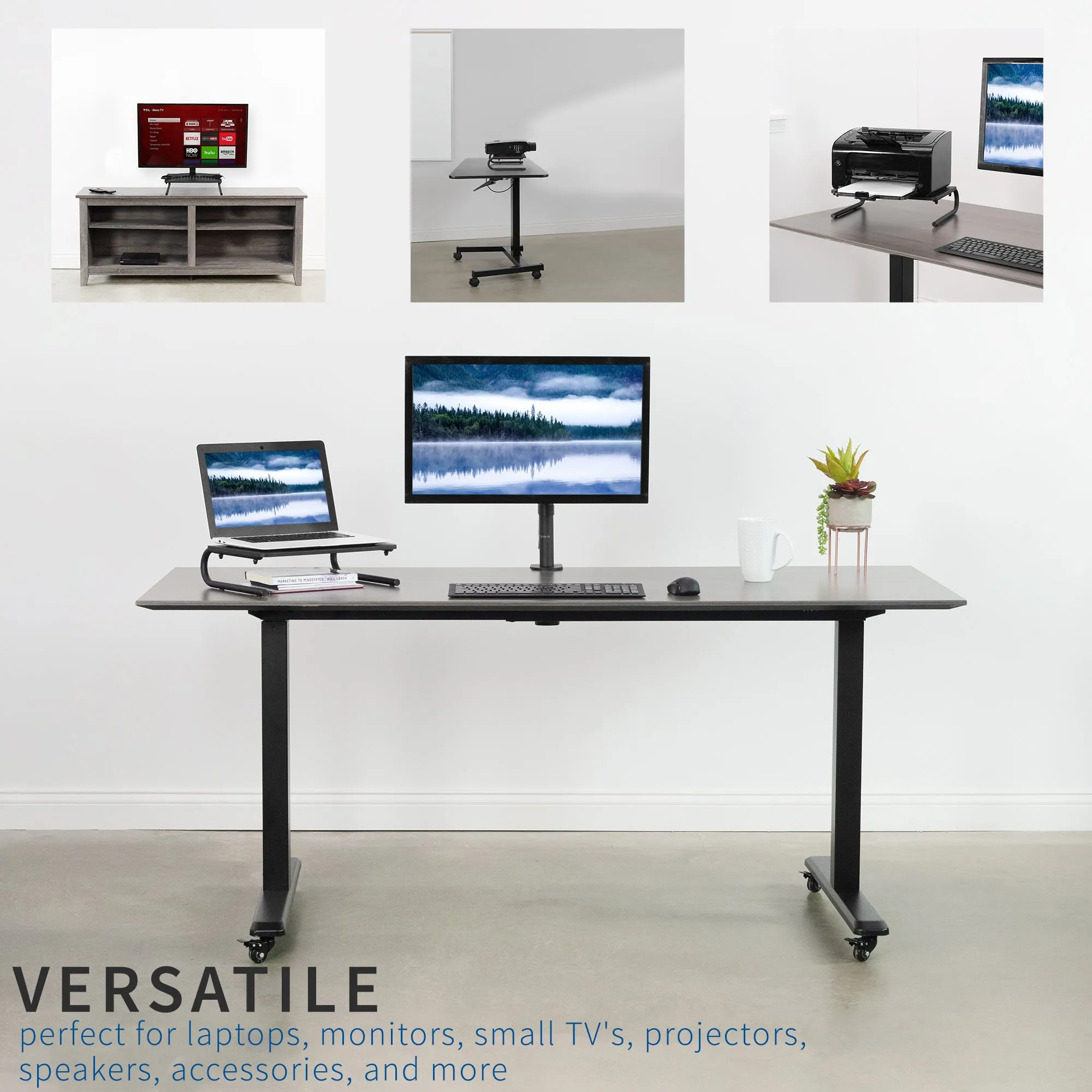 Black Monitor and Laptop Riser Stand