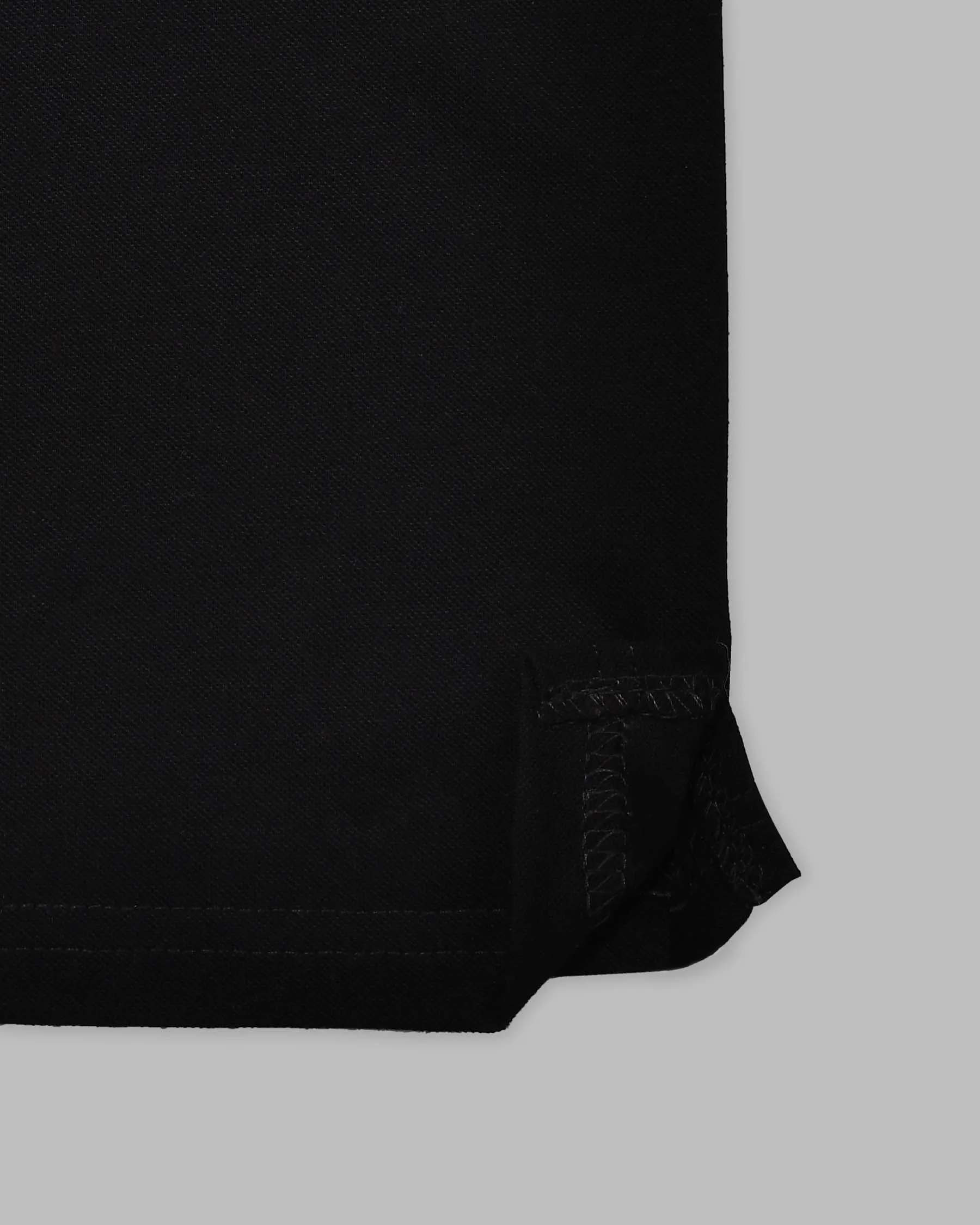 Black with White Patch Design Organic Cotton Mercerised Pique Polo