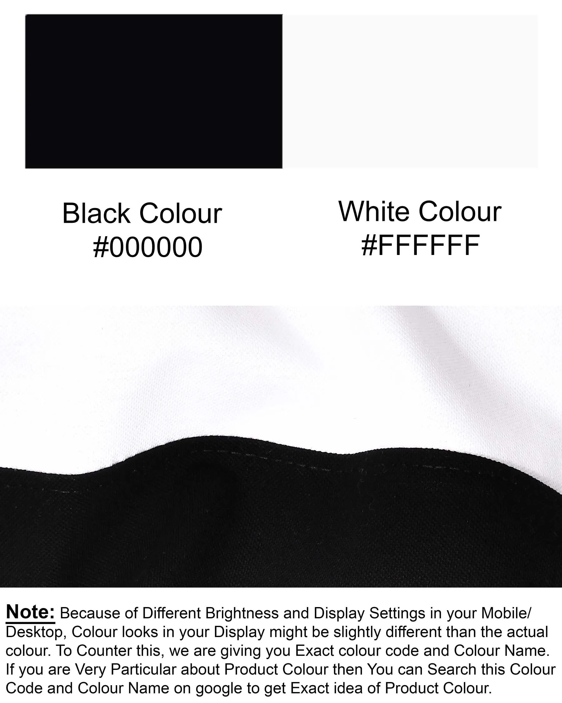 Black with White Patch Design Organic Cotton Mercerised Pique Polo