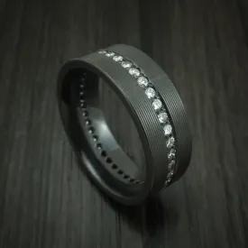 Black Zirconium And Diamonds Eternity Men's Ring Custom Made Band