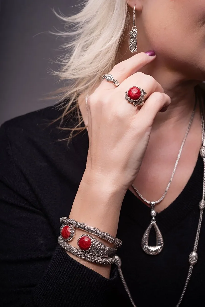Bloom Where You are Planted Ring™ in Red Sponge Coral