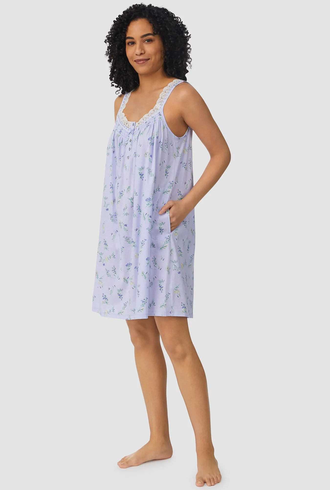 Blue Garden Floral Sleeveless Chemise