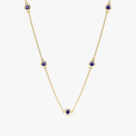 Blue Sapphire Station Necklace, Gwen
