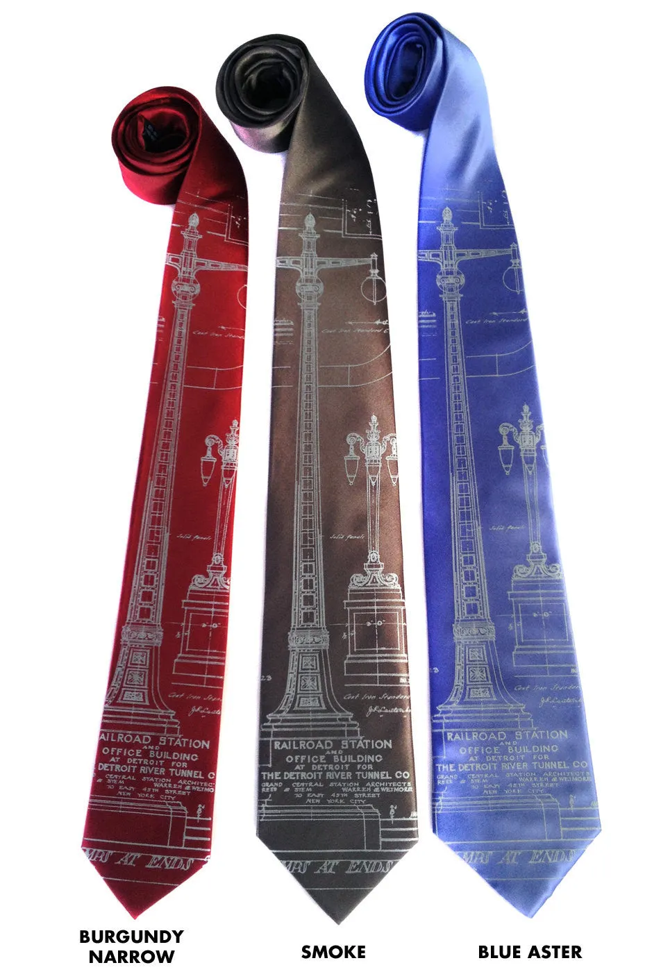 Blueprint Necktie: Detroit Train Station Ironwork Silk Tie